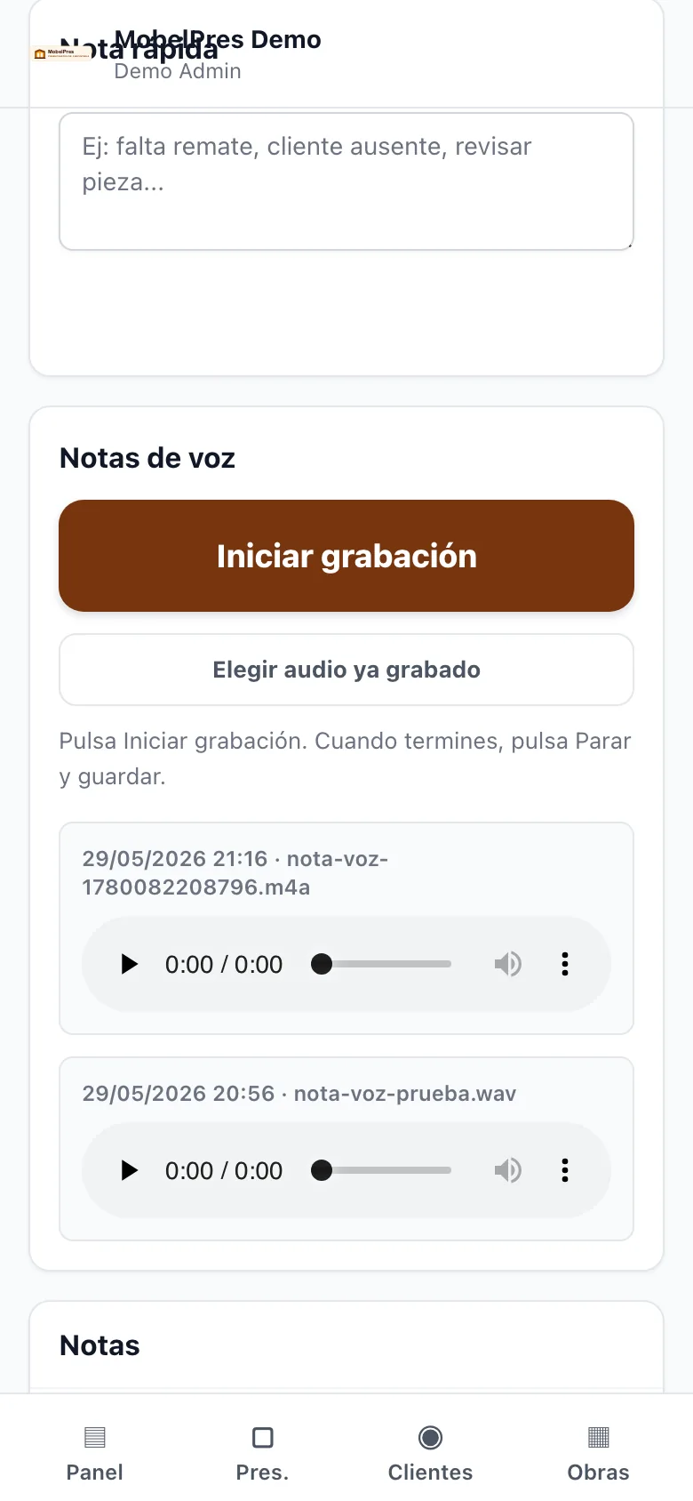 Obra con fotos y voz