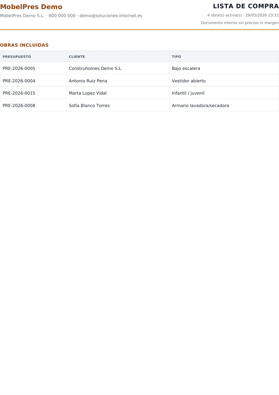 PDF lista de compra